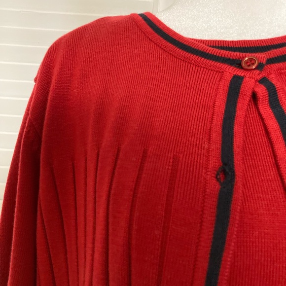 NWT Kim Rogers Red & Navy Blue Trim Sweater Size XL - Picture 5 of 9